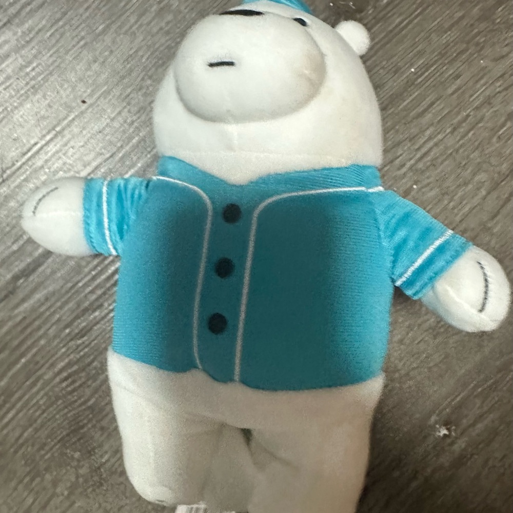 Plush Polar Bear Toy in Blue Outfit